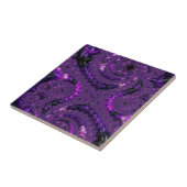 Funky Bold Boho Lila digitales Abstraktes Fraktal Fliese (Seite)