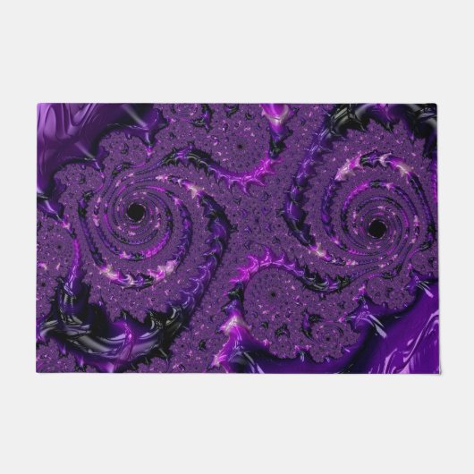 Funky Bold Boho Lila digitales Abstraktes Fraktal Fußmatte (Vorderseite)