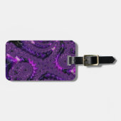 Funky Bold Boho Lila digitales Abstraktes Fraktal Gepäckanhänger (Vorderseite horizontal)