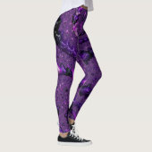 Funky Bold Boho Lila digitales Abstraktes Fraktal Leggings (Rechts)