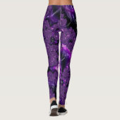 Funky Bold Boho Lila digitales Abstraktes Fraktal Leggings (Rückseite)