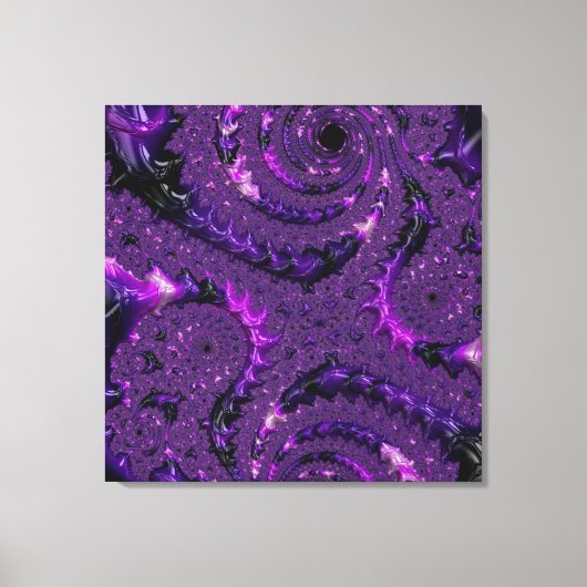 Funky Bold Boho Lila digitales Abstraktes Fraktal Leinwanddruck (Vorderseite)