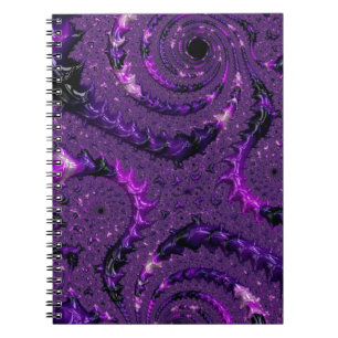 Funky Bold Boho Lila digitales Abstraktes Fraktal Notizblock