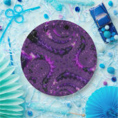 Funky Bold Boho Lila digitales Abstraktes Fraktal Pappteller (Party)