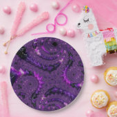 Funky Bold Boho Lila digitales Abstraktes Fraktal Pappteller (Party)