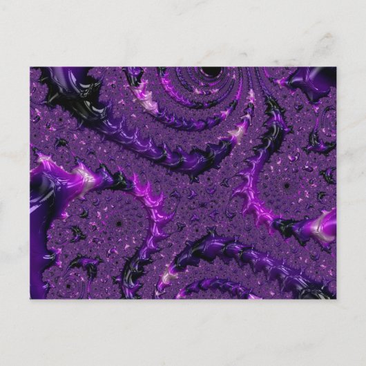 Funky Bold Boho Lila digitales Abstraktes Fraktal Postkarte (Vorderseite)