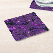 Funky Bold Boho Lila digitales Abstraktes Fraktal Rechteckiger Pappuntersetzer (angewinkelt)