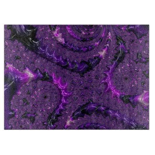 Funky Bold Boho Lila digitales Abstraktes Fraktal Schneidebrett (Vorderseite)