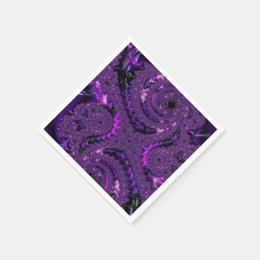 Funky Bold Boho Lila digitales Abstraktes Fraktal Serviette (Ecke)