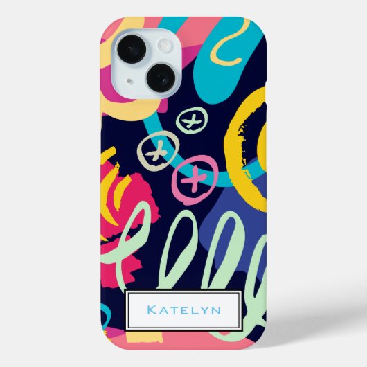 Funky Bold Graffiti Scribbles Muster Monogram Case-Mate iPhone Hülle (Rückseite)