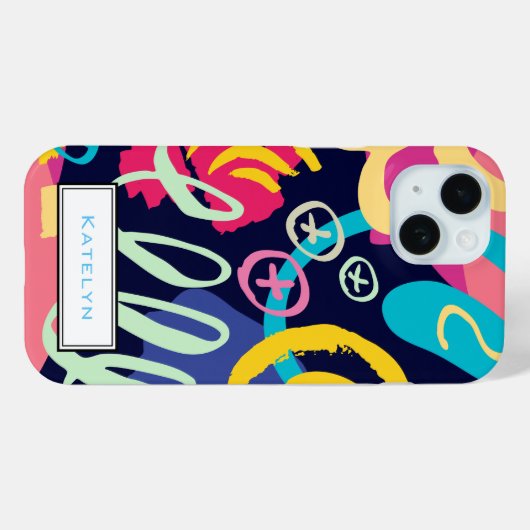 Funky Bold Graffiti Scribbles Muster Monogram Case-Mate iPhone Hülle (Rückseite (Horizontal))