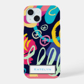 Funky Bold Graffiti Scribbles Muster Monogram iPhone 15 Hülle (Rückseite)