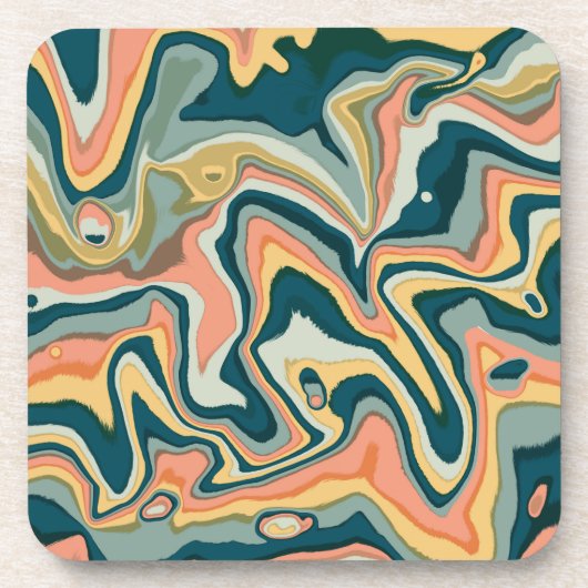 Funky Bold Künstlerisch Marble Swirl Ebru Getränkeuntersetzer (Vorderseite)