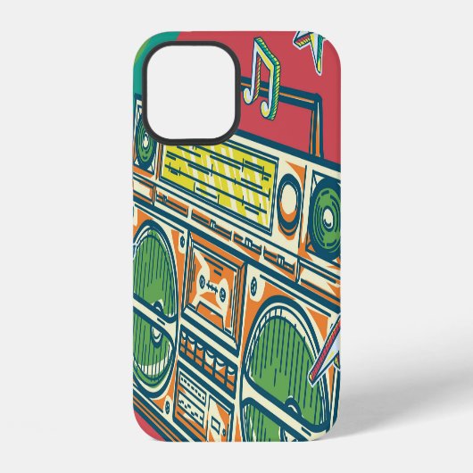 Funky Boom Box Farbdesign iPhone Hülle (Rückseite)