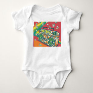 Funky Boom Box Farbiges Design Baby Strampler