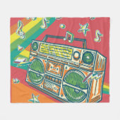 Funky Boom Box Farbiges Design Fleecedecke (Vorderseite (Horizontal))
