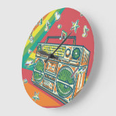 Funky Boom Box Farbiges Design Große Wanduhr (Winkel)