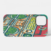 Funky Boom Box Farbiges Design iPhone Hülle (Rückseite (Horizontal))