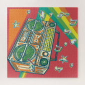 Funky Boom Box Farbiges Design Puzzle (Horizontal)