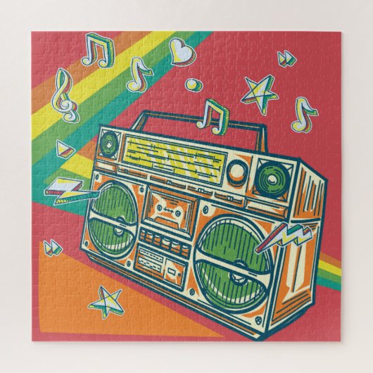 Funky Boom Box Farbiges Design Puzzle (Vertikal)