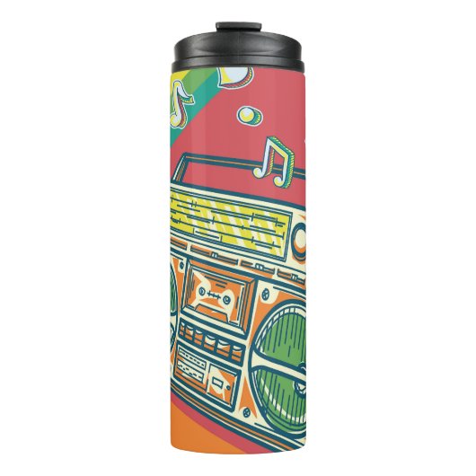 Funky Boom Box Farbiges Design Thermosbecher (Vorderseite)