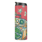 Funky Boom Box Farbiges Design Thermosbecher (Nach rechts gedreht)