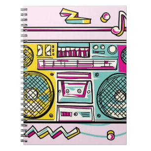 Funky Boombox Zeichne Design Notizblock