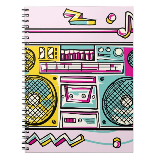 Funky Boombox Zeichne Design Notizblock (Vorderseite)
