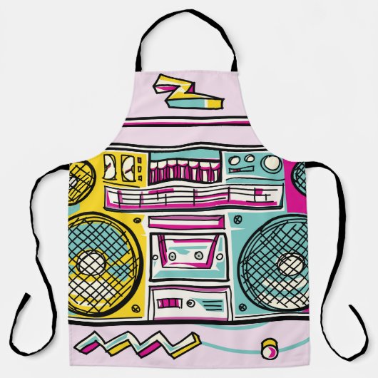 Funky Boombox Zeichne Design Schürze (Vorderseite)