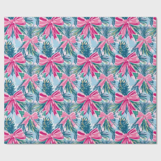 Funky Bow Pink Christmas Bow Pattern Geschenkpapier (Flach)