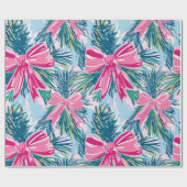 Funky Bow Pink Christmas Bow Pattern Geschenkpapier (Flach)