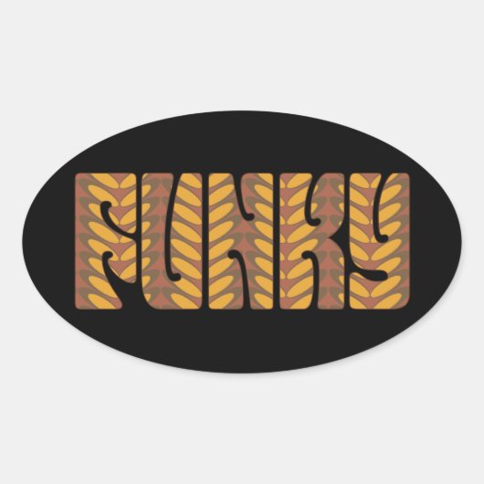 Funky (braun) ovaler aufkleber (Vorderseite)