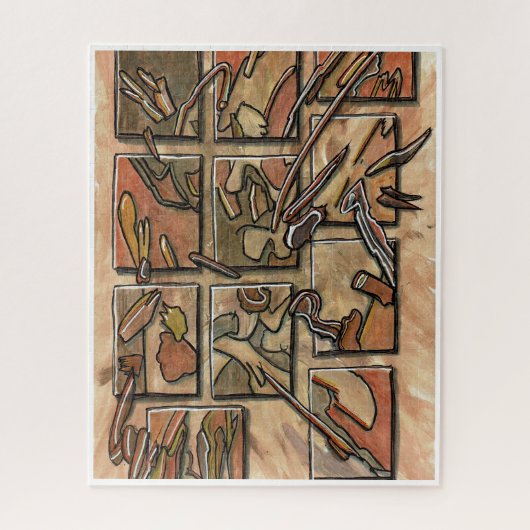 Funky braunes Abstrakt Puzzle (Vertikal)