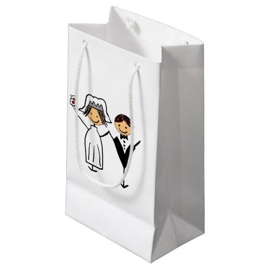 Funky Bride & Groom Kleine Geschenktüte (Vorderseite Schrägansicht)