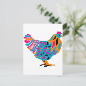 Funky Bright Chicken Postkarte (Stehend Vorderseite)