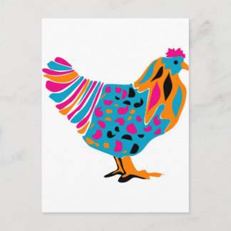 Funky Bright Chicken Postkarte