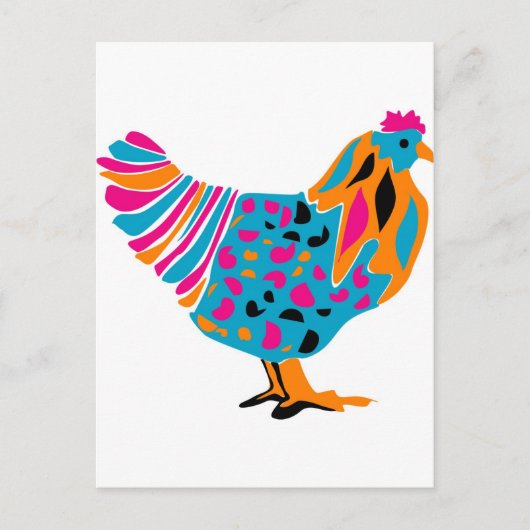 Funky Bright Chicken Postkarte (Vorderseite)
