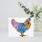 Funky Bright Chicken Postkarte (Stehend Vorderseite)
