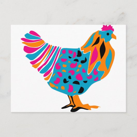 Funky Bright Chicken Postkarte (Vorderseite)