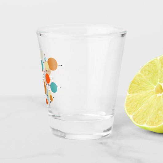 Funky Bright Circles Mid Century Retro Shot Glass Schnapsglas (Rechts)