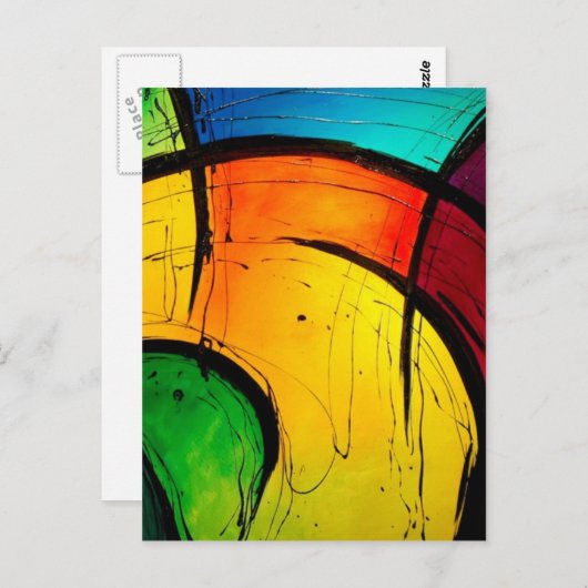 Funky Bright Colors Abstract Art Postkarte (Vorne/Hinten)