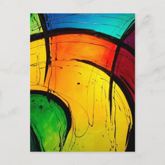 Funky Bright Colors Abstract Art Postkarte (Vorderseite)