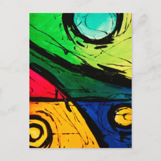 Funky Bright Colors Abstract Art Postkarte (Vorderseite)