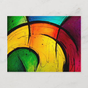 Funky Bright Colors Abstract Art Postkarte