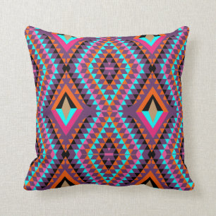 Funky Bright Fresh Colorful Geometric Fabric Print Kissen