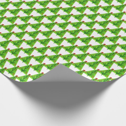 Funky Bright Green Christmas Tree Pattern Festival Geschenkpapier (Ecke)
