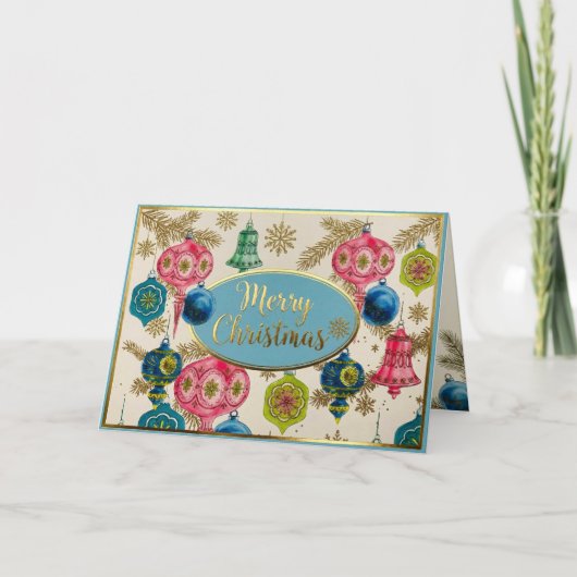 Funky Bright Retro Christmas  Feiertagskarte (Vorderseite)