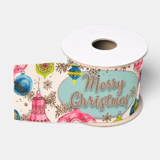 Funky Bright Retro Weihnachten Ripsband