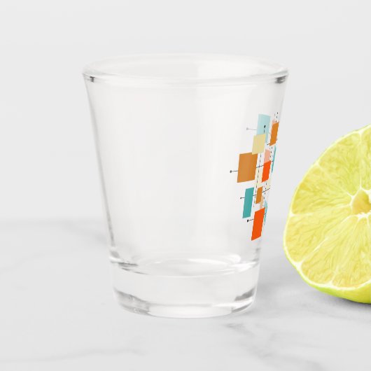Funky Bright Squares Mid Century Retro Schnapsglas (Links)