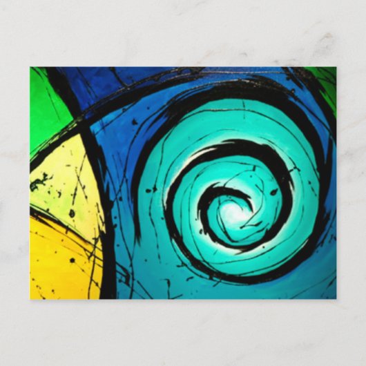 Funky Bright Wirbel Abstrakt Art Painting Postkarte (Vorderseite)